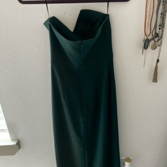 Assali green floor length dress strapless - wedding guest dresses for women Teen - Picture 3 of 5